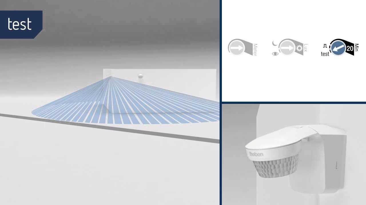 Motion detector for wall mounting, light control, 180°, max. 12 m, white, IP 55