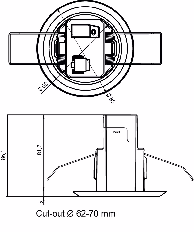 Motion detector (PIR), with cable and Wieland GST18 plugs, detection range 8 m, 1 x light