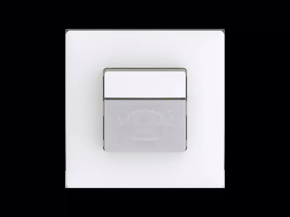 KNX presence detector for flush-mounted wall installation, detection range 16 x 10 m, 2 x light, 2 x HVAC, installation height 2.20 m