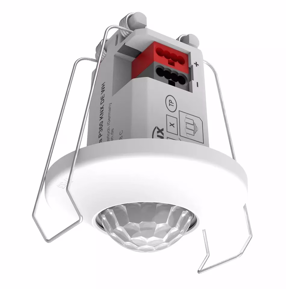 KNX mini presence detector, ceiling mounting DE, 2 x light, 2 x presence, detection range 8 m
