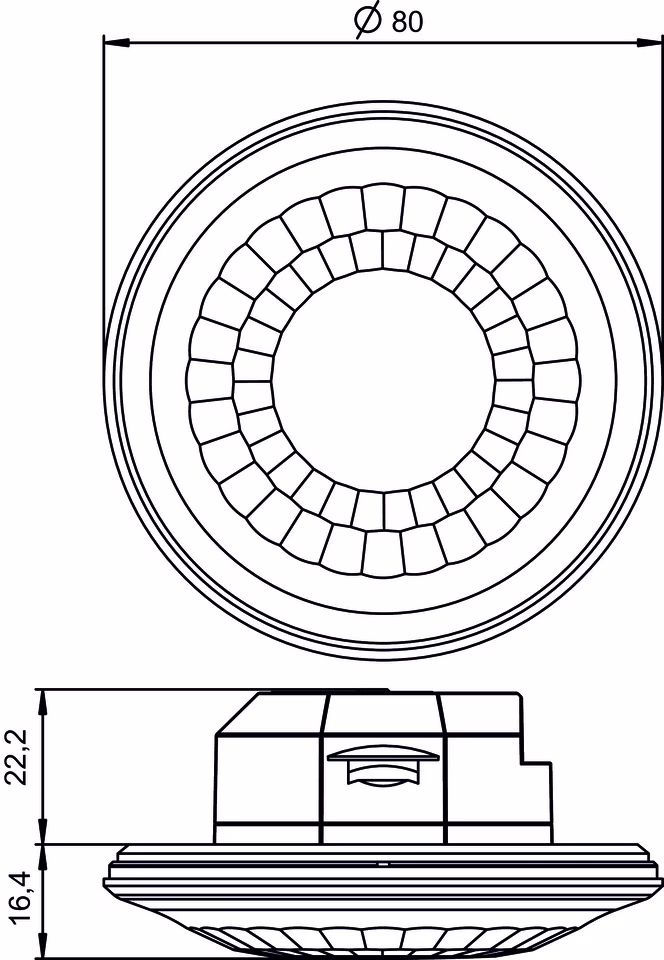 LUXORliving motion detector, ceiling mounting, flush-mounted, DE/AP with accessories, 1x light, temperature measurement