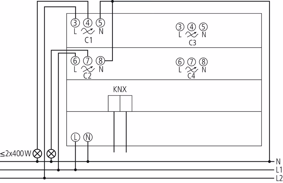 KNX universal dimming actuator, 4-way