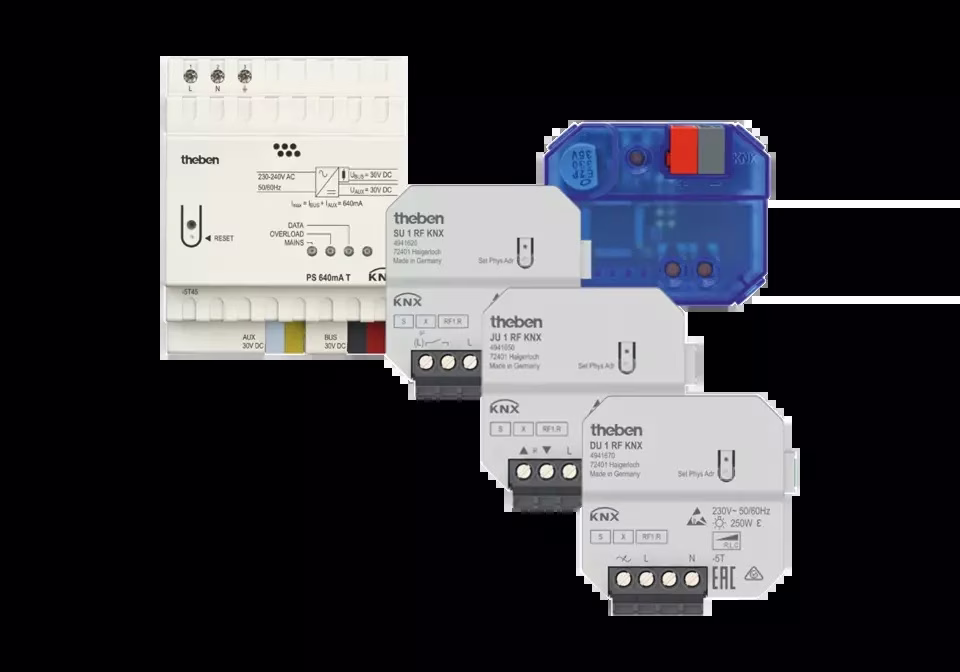 KNX Set 4 KNX-RF, dimming, switching, and blinds