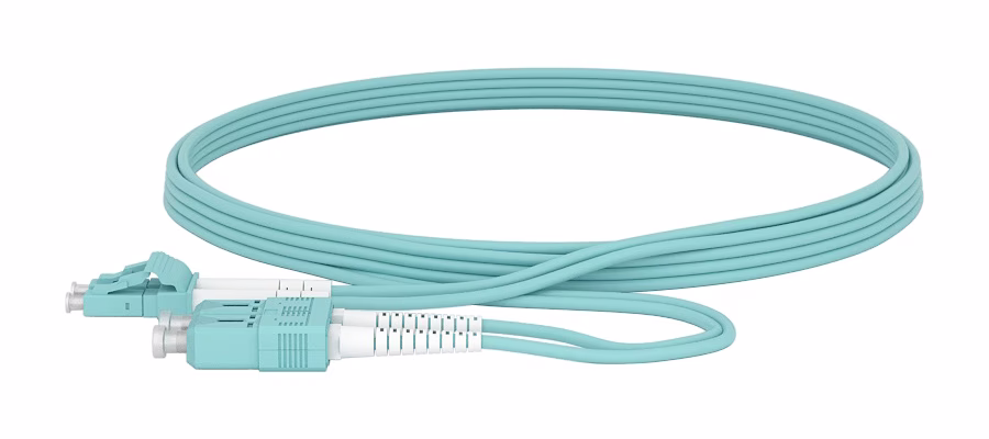 LC/UPC SC/UPC PATCHCORD OM3 2MM DUPLEX LSZH 20 MT ACQUA