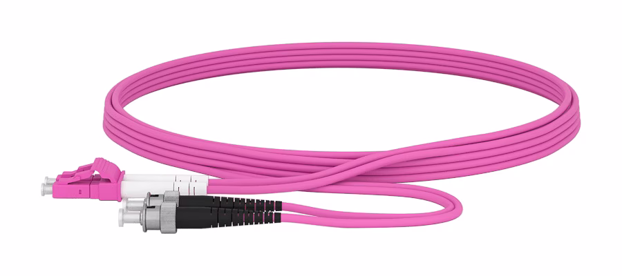 LC/UPC ST/UPC PATCHCORD OM4 2MM DUPLEX LSZH 20 MT VIOLET